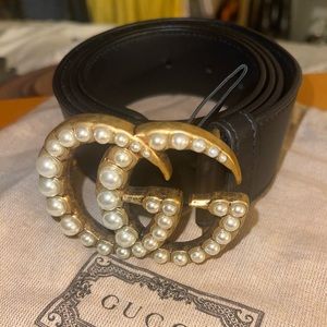 Authentic, gently used Gucci belt with pearl GG
